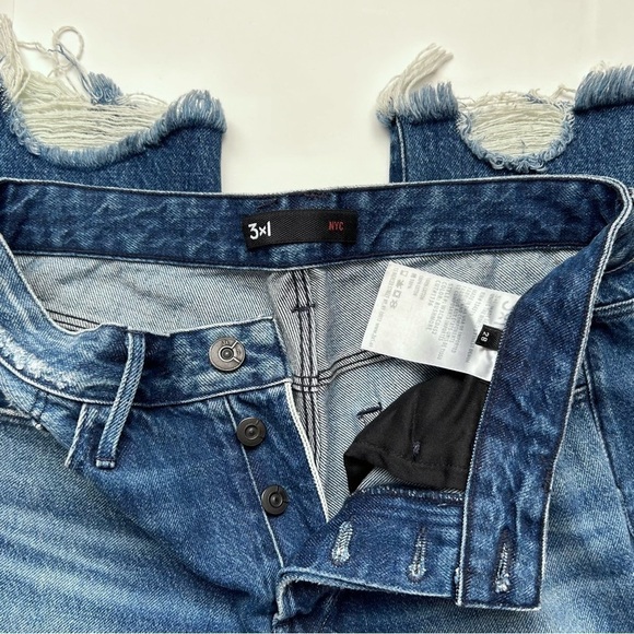 3X1 Higher Ground Straight Barrel Leg Crop Jeans Raw Chewed Hem Rushmore Wash 28 - Picture 11 of 16